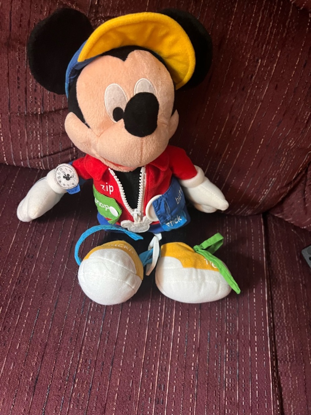 Disney Mickey Mouse Interactive Plush Toy - Multicolor Zip Snap Tie Button